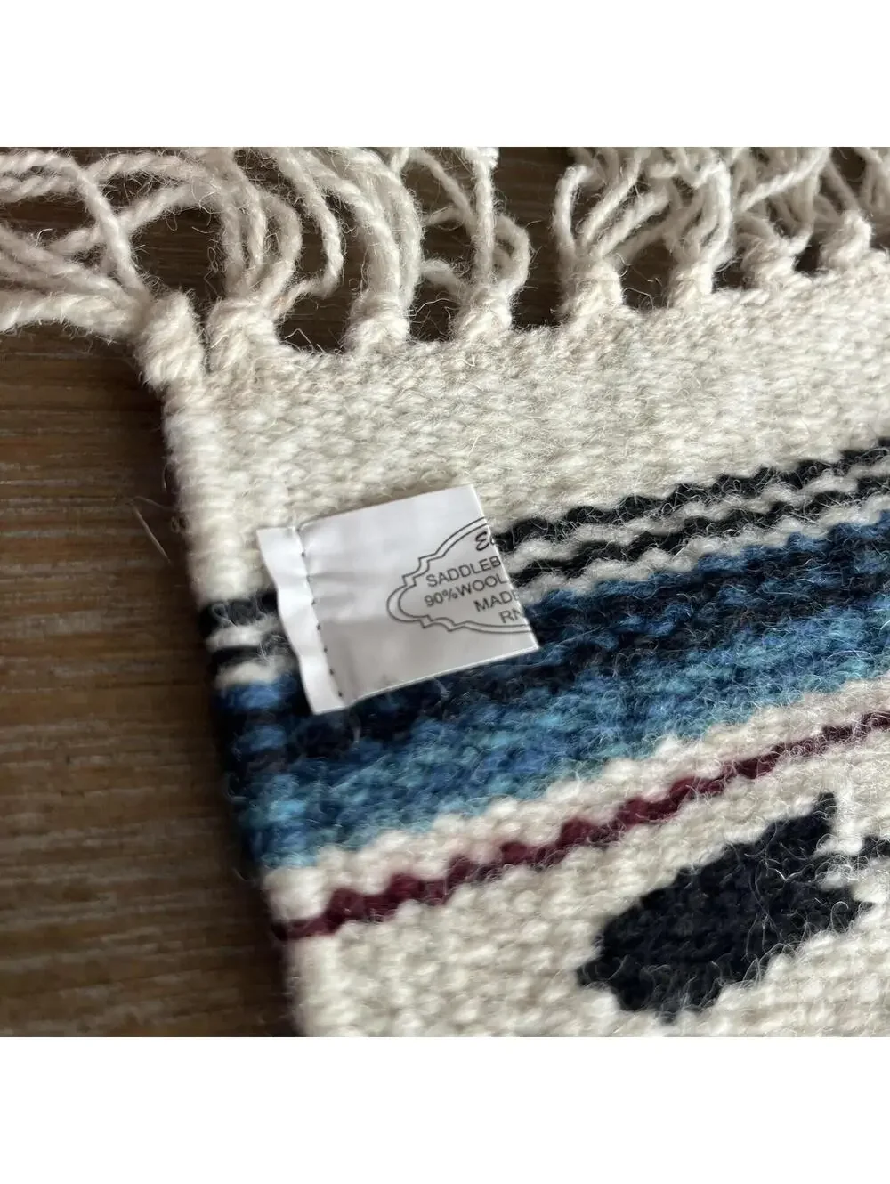 El Paso Blanket Company Woven Table Rug Fringe 90% Wool 15” X 10.5”